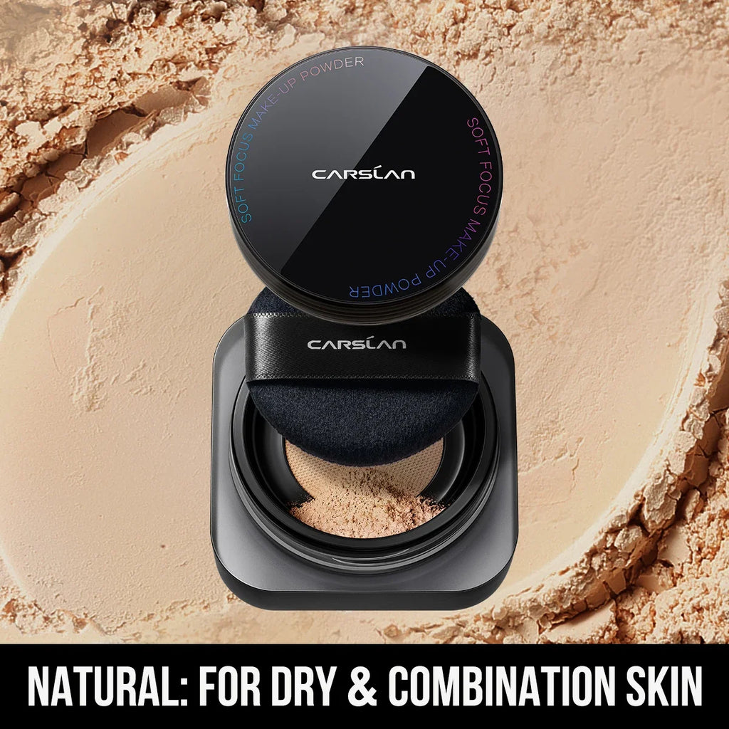 CARSLAN Black Magnetic Translucent Loose Setting Powder Makeup Waterproof Long Lasting Matte Oil Control Finishing Face Powder