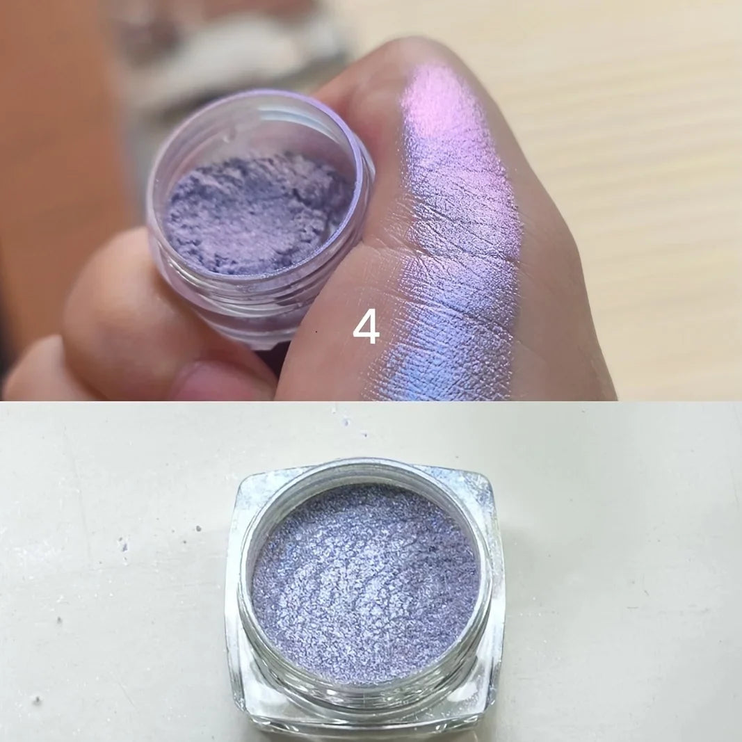 1PC Chameleon Glitter Eyeshadow Powder, Metallic Ultra-Fine Highlighter Chrome Blue Purple Shiny Powder, Multifunction Makeup