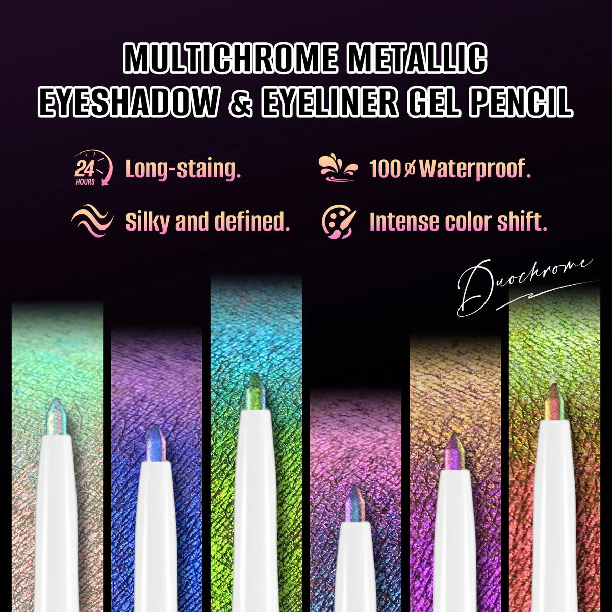 CHARMACY Multichrome Eyeliner Gel Pencil Vegan Smooth Waterproof Eye Liner Long Lasting Cruelty-free Chameleon Eye Makeup