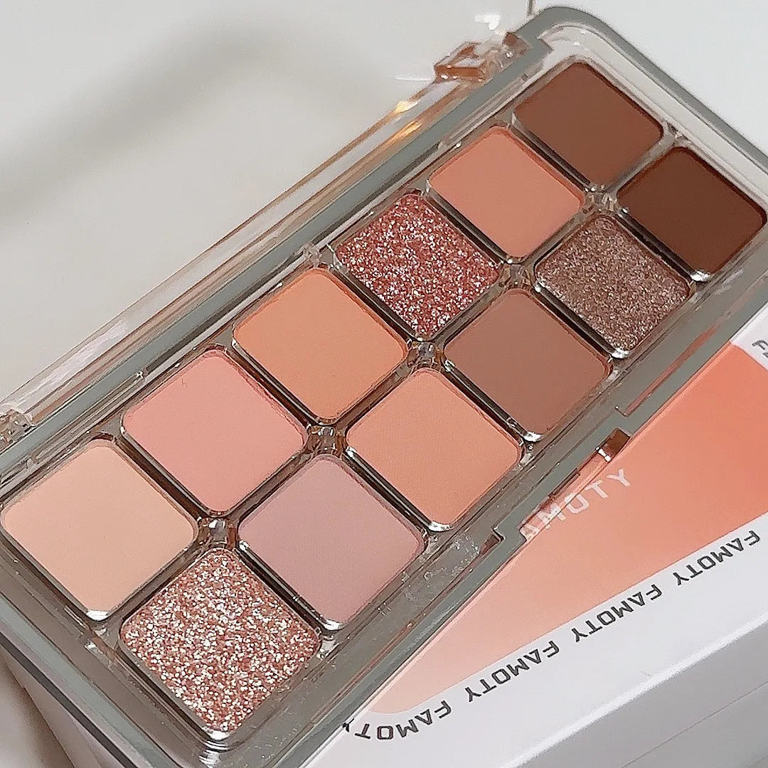 12-Color Matte Eyeshadow Palette - Tea Apricot Earth Tones