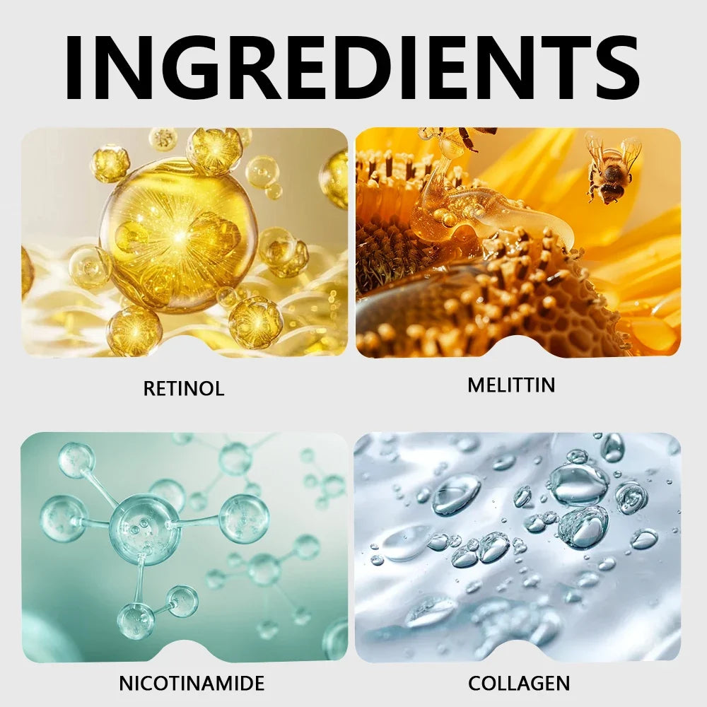 Bee Venom Facial Serum Face Essence Wrinkle Reduction Skin Tightening Natural Collagen Booster Hyaluronic Acid Essence 40/60ml