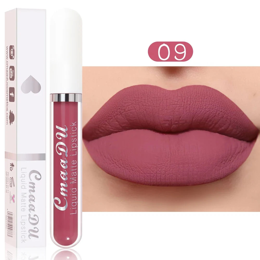 CmaaDu 1 Pcs Matte Lip Gloss Liquid Lipstick- Lip Stains with Long-Lasting Waterproof,  Adult Age Range, Red Tones Easy to Color