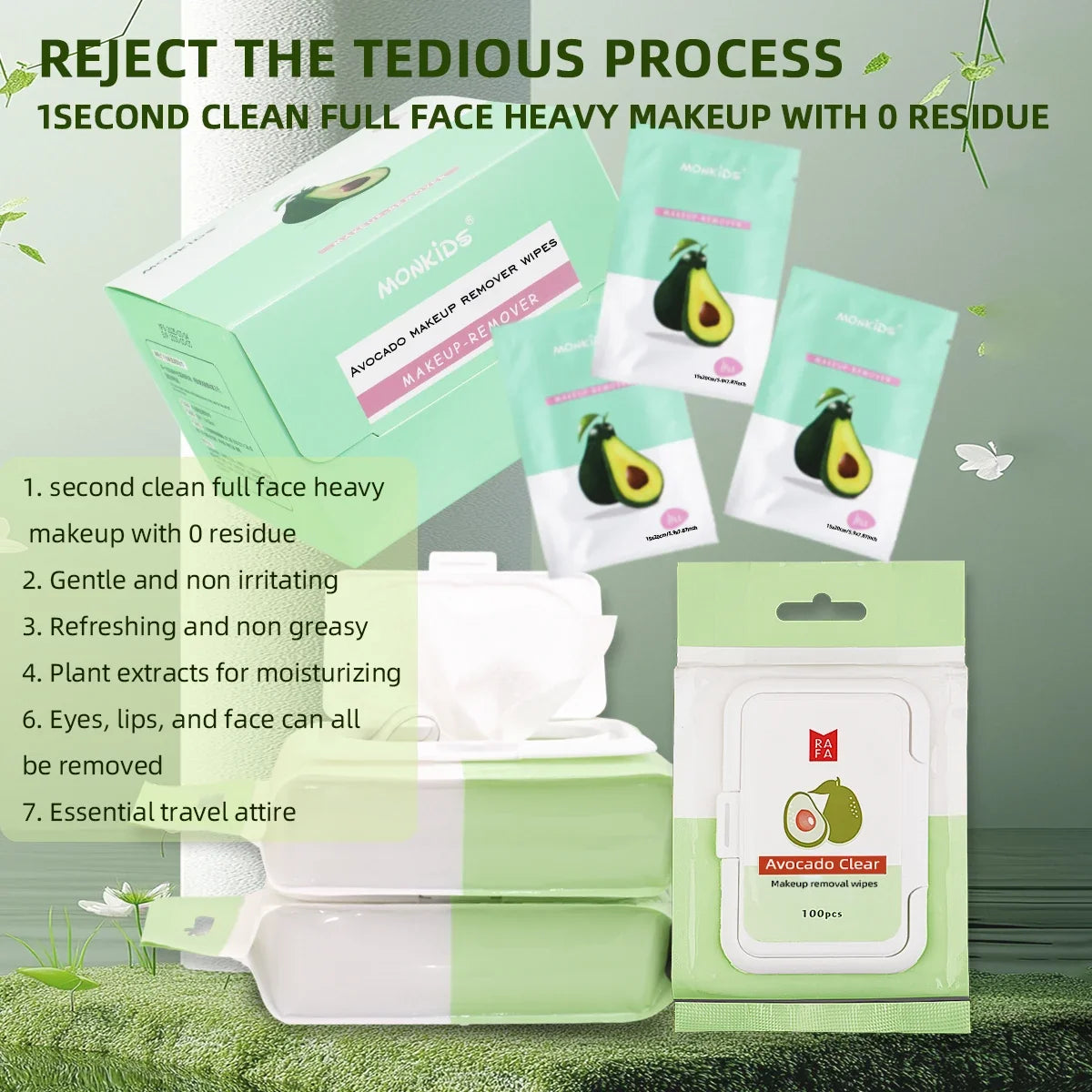 1 pack of makeup remover wipes +1 box of individually packaged makeup remover wipes, facial makeup remover wipes.