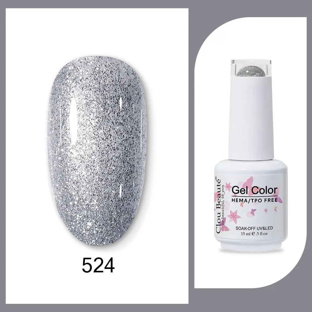 Clou Beaute 15ml Red Black White Green Neon Gel Nail Polish Base Top Coat Velvet Top 400 Colors Semi Permanent Gel Nail Varnish