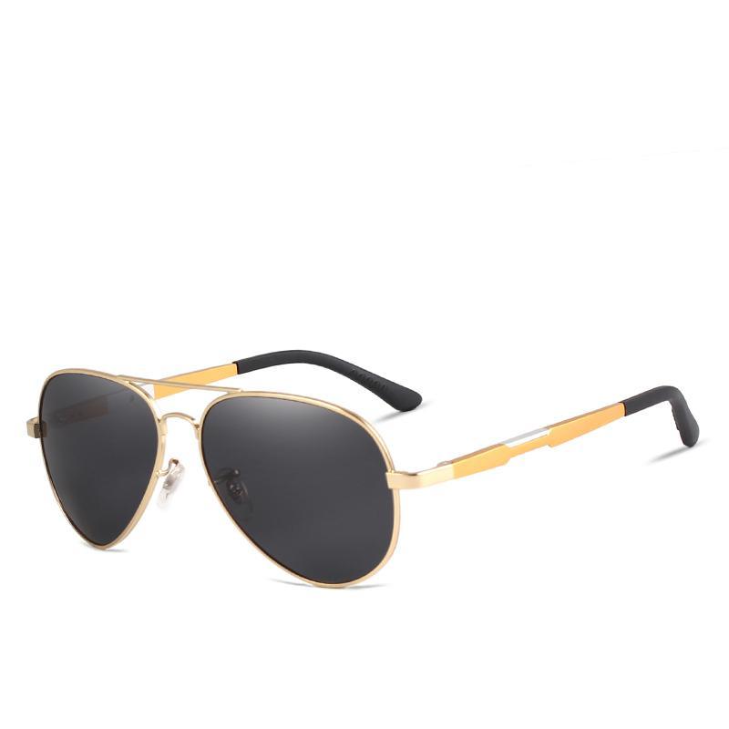 Aviation Luxury Aluminum Magnesium Gold Fashion Polarized Lens Sunglasses Men/Women Driving Mirror Sunglasses  Military Style