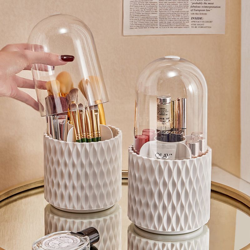 360° Rotating Makeup Brush Storage with Lid
