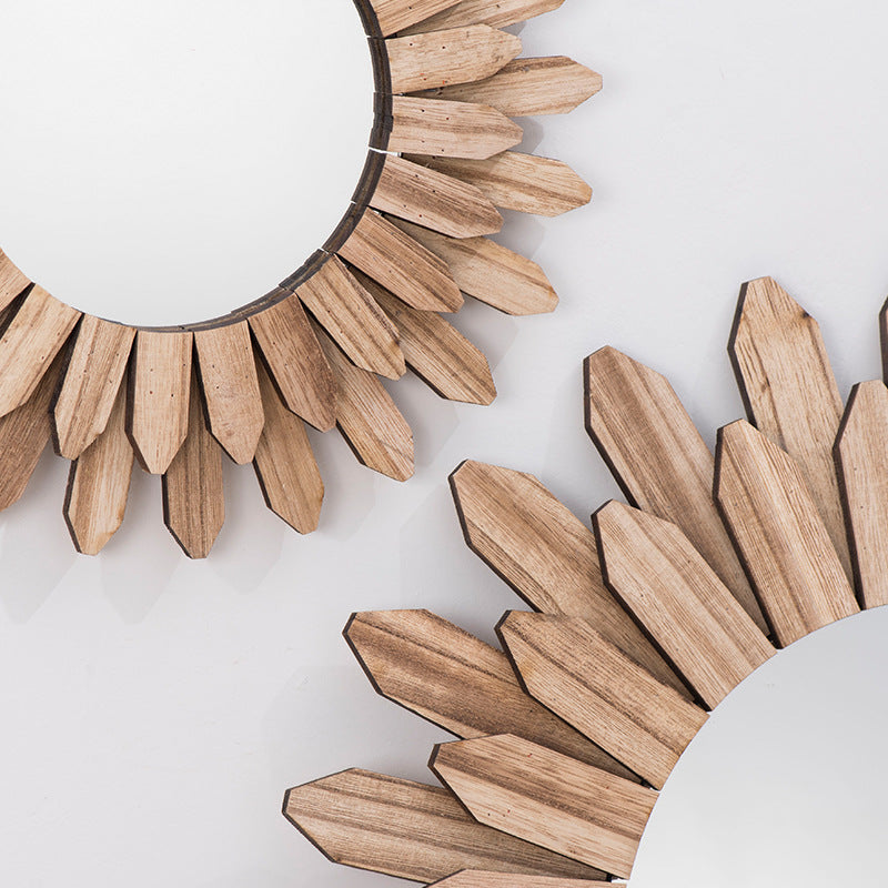 European-style Solid Wood Handmade Finish Hanging Mirror Homestay Hotel Entrance Decoration Hanging