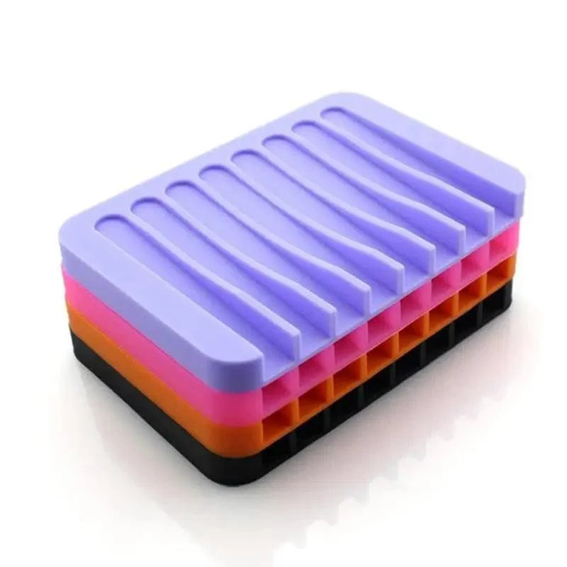 Anti-Skidding Home Improvement Silicone Flexible Bathroom Fixtures Bathroom Hardware Tray Soap Dish for Shower Waterfall Soap Holder Soap Tray Soap Saver Drainer Flexible Silicone For Shower Bathroom Kitchen Counter Top Keep Soap Bars Dry Clean Easy Clean