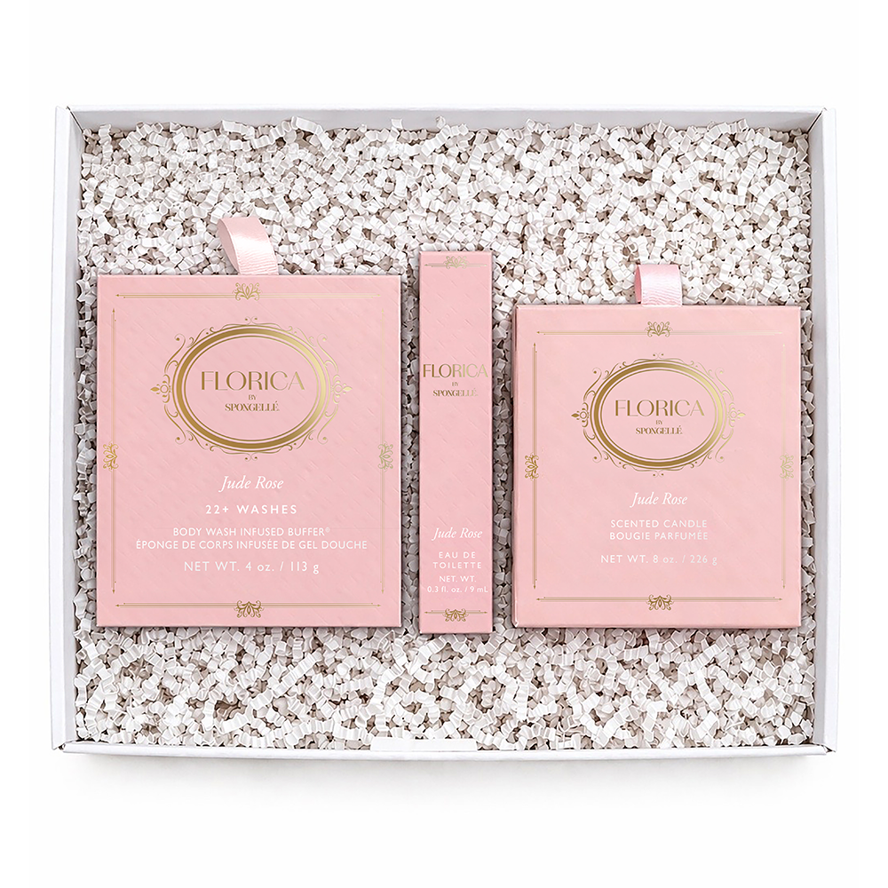 Spongellé Jude Rose Body, Fragrance & Candle Gift Set