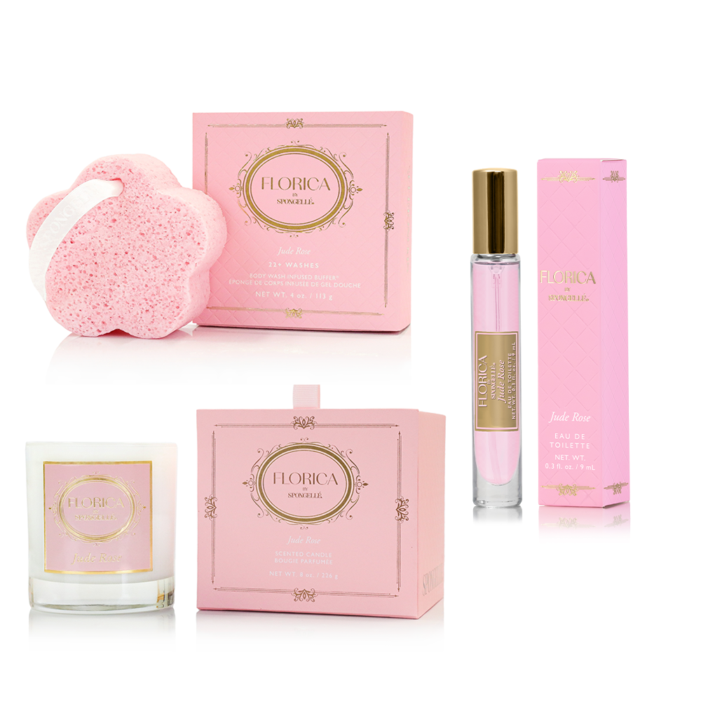 Spongellé Jude Rose Body, Fragrance & Candle Gift Set