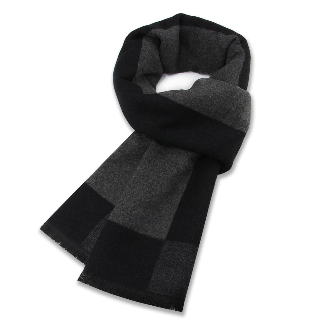 Mens Wool-Blend Plaid Scarf Winter Warmth & Extra Thickness