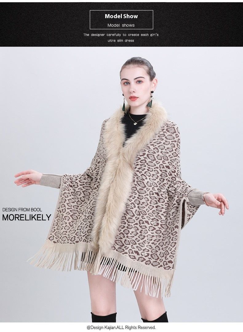 Autumn And Winter New Scarf Faux Fur Collar Knitted Shawl