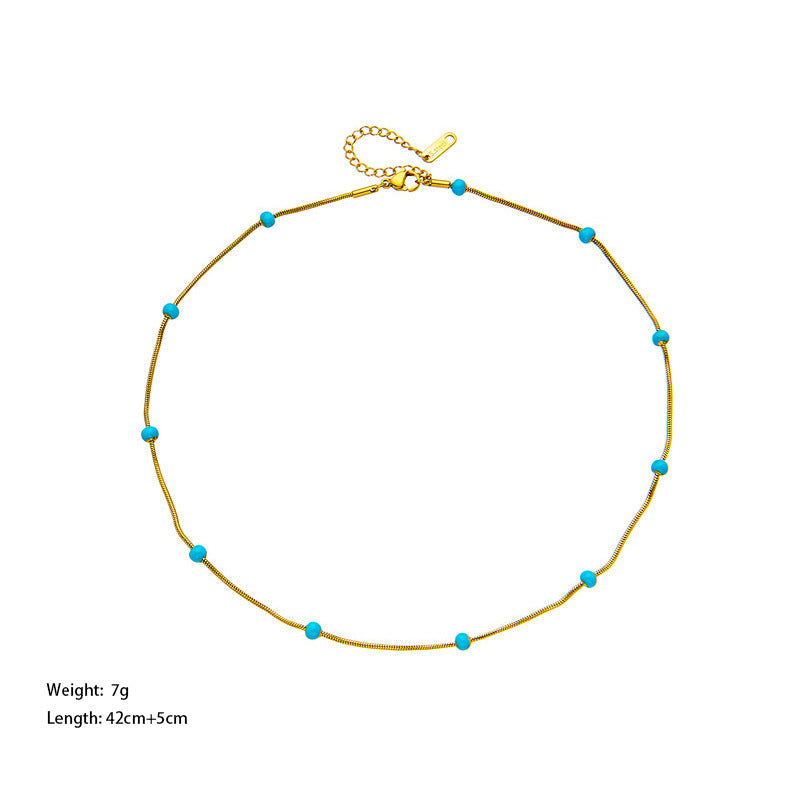 Glazed Titanium Steel Ball Drop Necklace