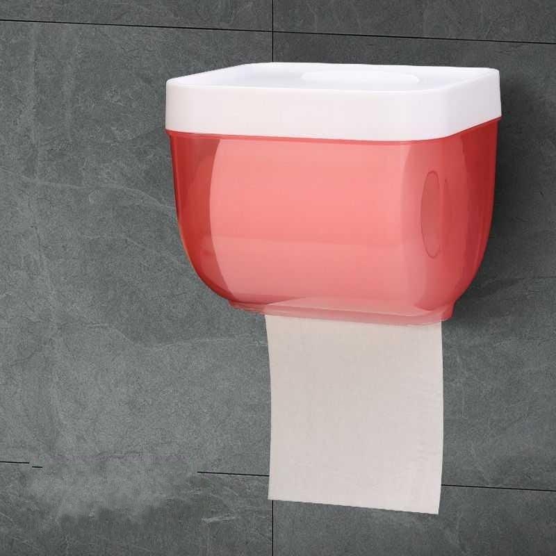 Bathroom Toilet Paper Holder Punch-free Waterproof Storage Box Toilet Paper Storage Rack Paper Towel Kitchen Storage Accessories Waterproof Toilet Paper Holder Wall Mounted Punch Free Paper Dispenser Transparent Storage Box Bathroom Kitchen Supply