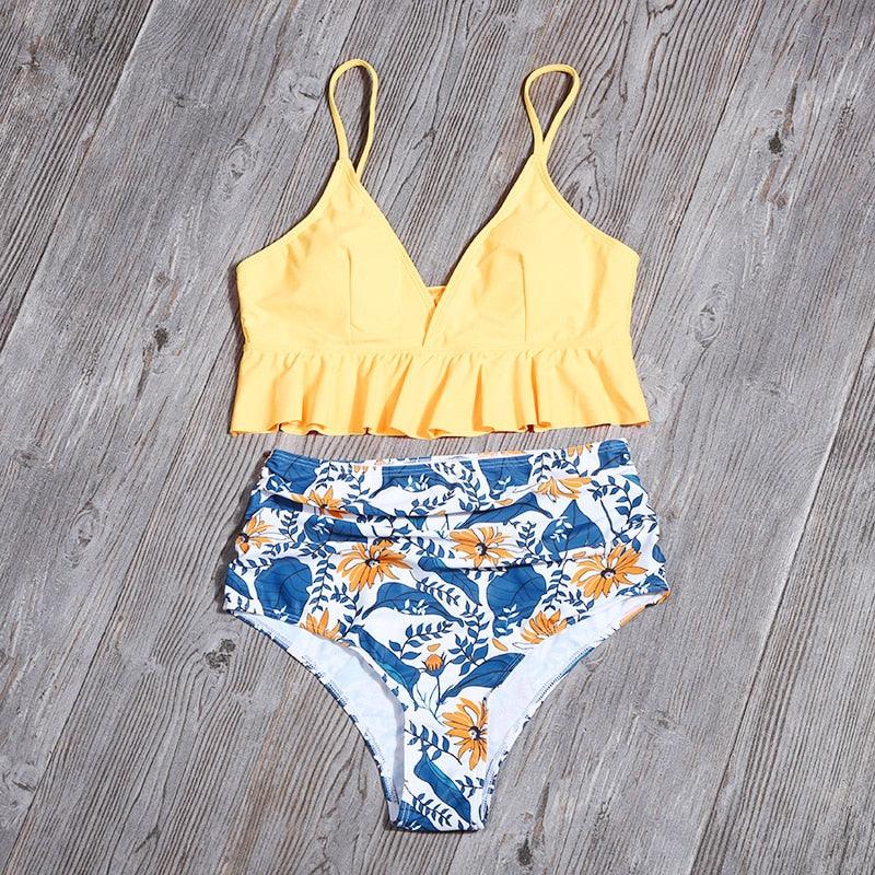 Bikini Push Up Summer Floral Swimwear Sport Women Plus Size Swimming Suit For Women  Women Bikini Set Ruffle Two Piece Swimsuit Flounce Push Up Cutout Swimwear Bathing Suits Swimsuit High Waist Bikini Set