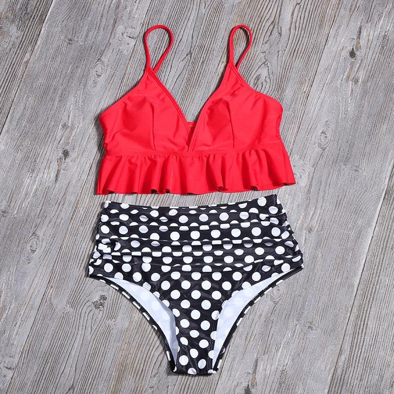 Bikini Push Up Summer Floral Swimwear Sport Women Plus Size Swimming Suit For Women  Women Bikini Set Ruffle Two Piece Swimsuit Flounce Push Up Cutout Swimwear Bathing Suits Swimsuit High Waist Bikini Set