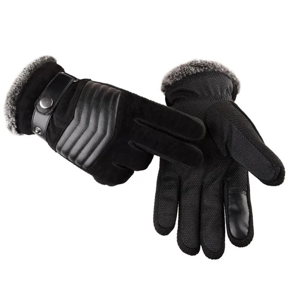 Black Men Leather Touchscreen Gloves Winter Retro Driving Comfortable Warm Gloves Elegant Design Men Fashion Outdoor Gloves Cold Weather Gloves For Cycling & Driving
