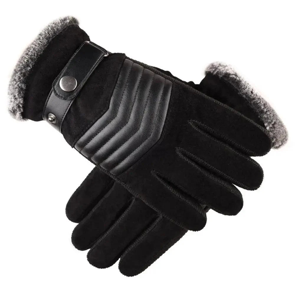 Black Men Leather Touchscreen Gloves Winter Retro Driving Comfortable Warm Gloves Elegant Design Men Fashion Outdoor Gloves Cold Weather Gloves For Cycling & Driving