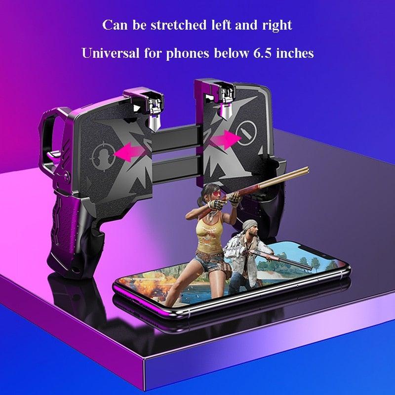 Black Metal Joystick Trigger Shooting Gamepad Portable Controller Compatible With Smartphone Gaming Mobile Phone Holder