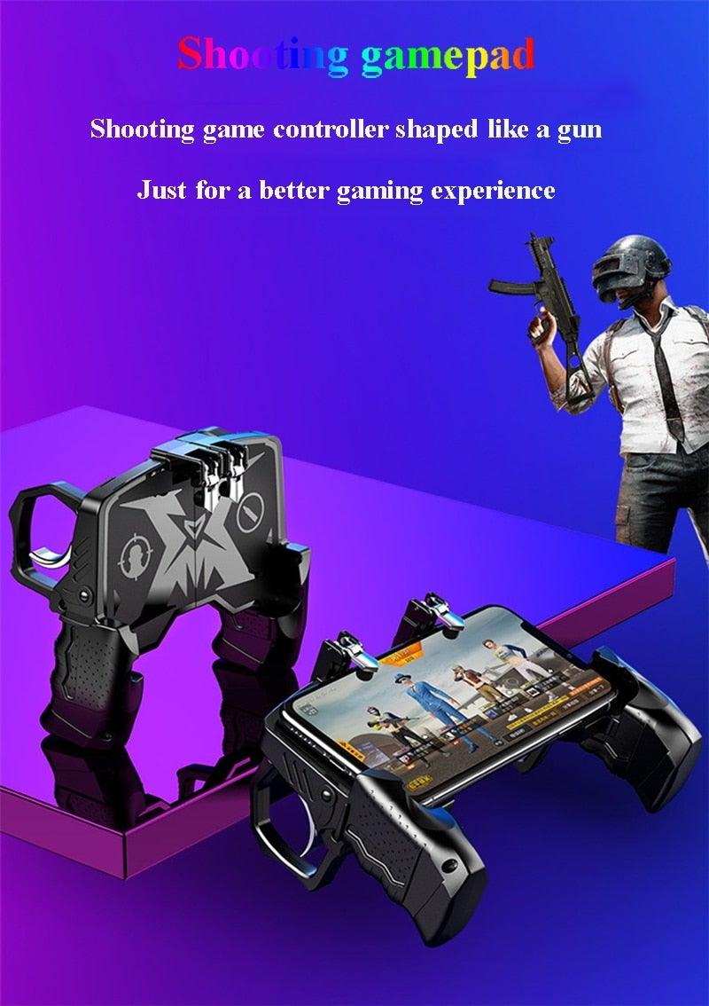 Black Metal Joystick Trigger Shooting Gamepad Portable Controller Compatible With Smartphone Gaming Mobile Phone Holder