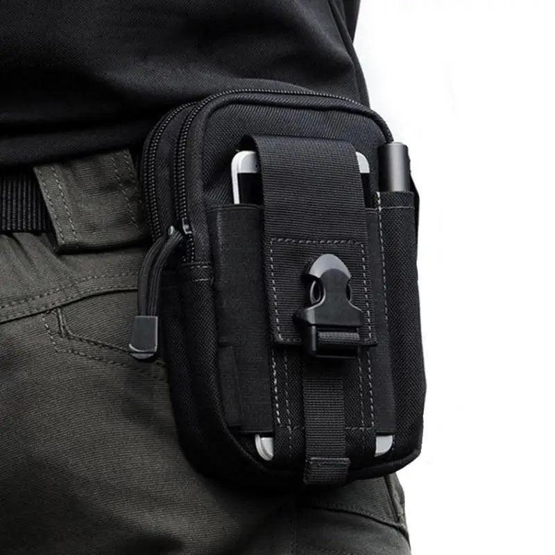 Black Tactical Pouch Belt Phone Holder Waist Bag Military Fanny Pack Classy Outdoor Travel Workout Sports Hands-Free Waist Bag For Running Outdoor Activities