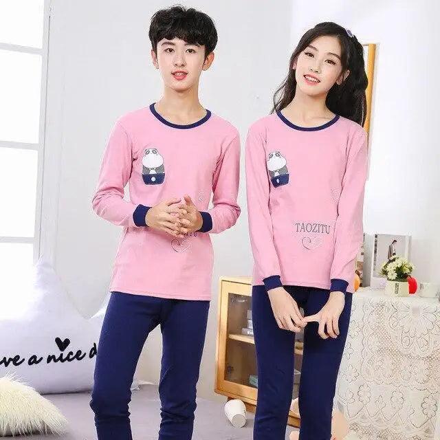 Boys Girls Sleepwear Winter Cotton Pajamas Sets Children Home Wear For Boy Pajamas Kids Nightwear Teenage Pajamas Clothes Sleepwear Suit Comfortable Thin Leisure Sleep Lounge Sleepwear for Adults Women Jogging Home wear