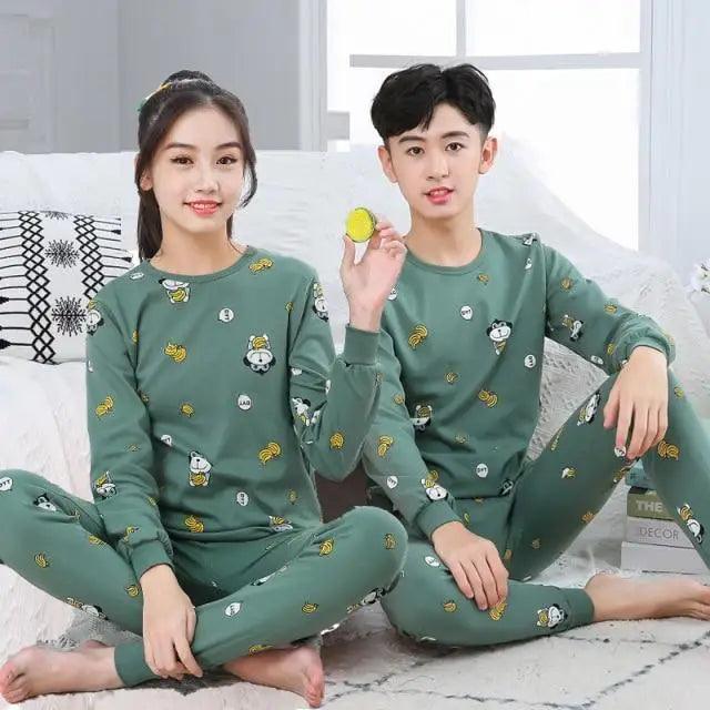 Boys Girls Sleepwear Winter Cotton Pajamas Sets Children Home Wear For Boy Pajamas Kids Nightwear Teenage Pajamas Clothes Sleepwear Suit Comfortable Thin Leisure Sleep Lounge Sleepwear for Adults Women Jogging Home wear