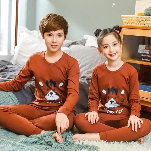 Boys Girls Sleepwear Winter Cotton Pajamas Sets Children Home Wear For Boy Pajamas Kids Nightwear Teenage Pajamas Clothes Sleepwear Suit Comfortable Thin Leisure Sleep Lounge Sleepwear for Adults Women Jogging Home wear