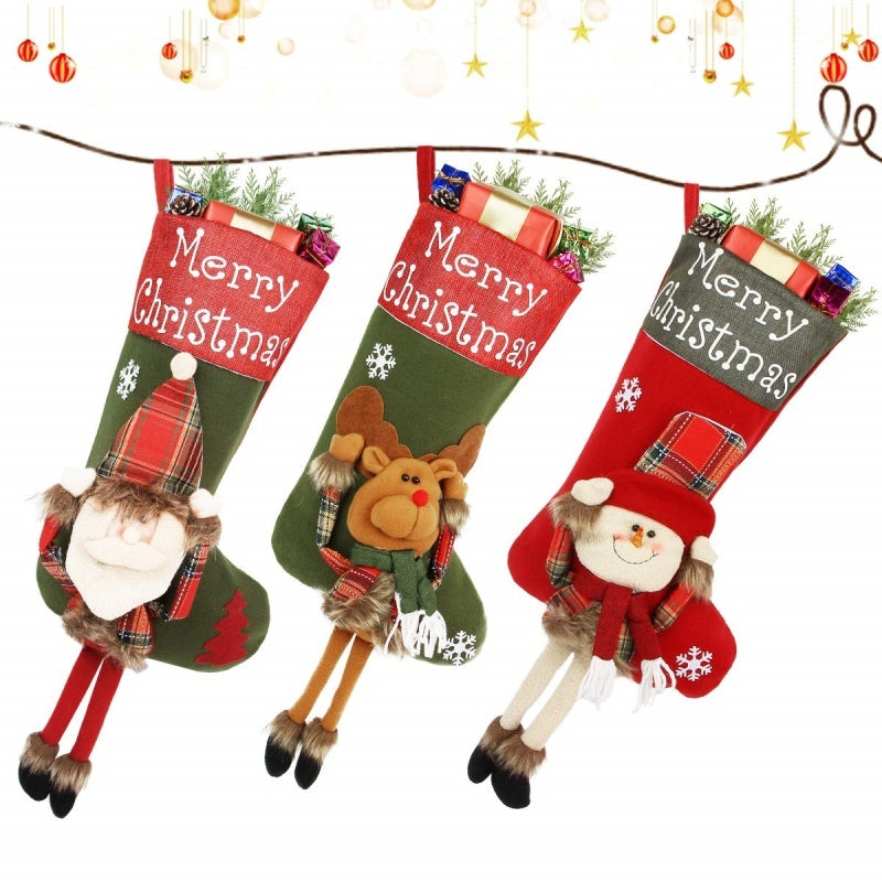 2024 Christmas Big Stockings 3D Plush Decor