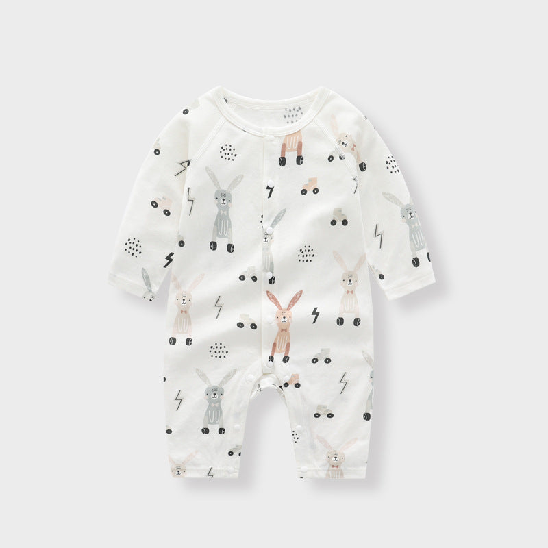 Light And Soft Bamboo Fiber Baby Jumpsuit Floral Animal Cute Print Spring Autumn Newborn Clothes Unisex Long Sleeve Baby Rompers For Boys Girls