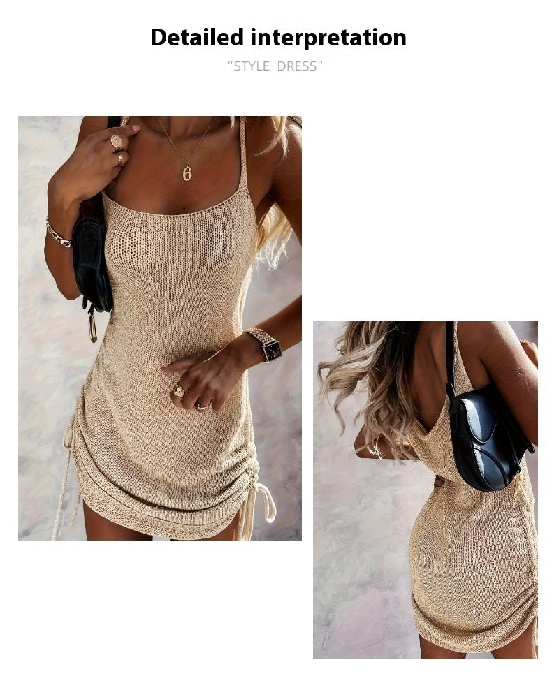 Knitted Hollow Slim Strap Dress