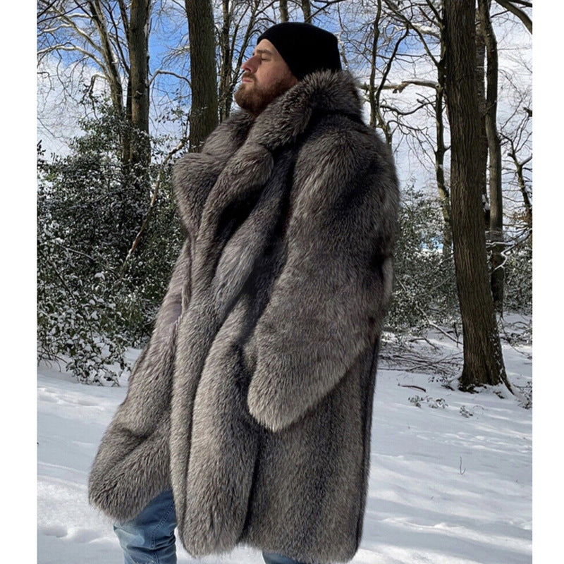 Men's Fur Imitation Fox Fur Long-cut Coat