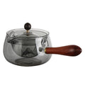 Rotary Glass Teapot with Infuser and Wooden Handle