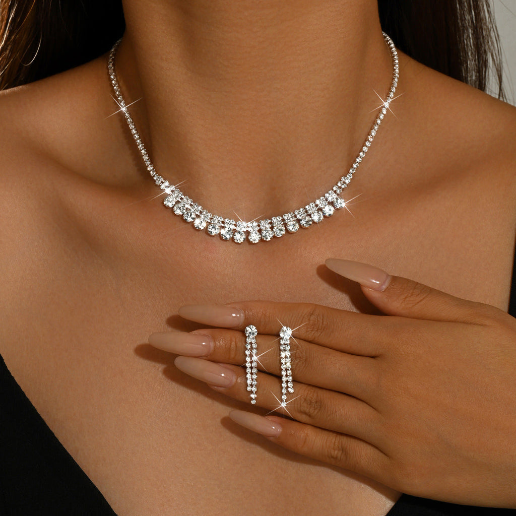 Eco-friendly 2026 Fashionable Versatile Foreign Trade Jewelry Women's Dinner Party Necklace And Earrings Two-piece Set Wholesale Hot Sale