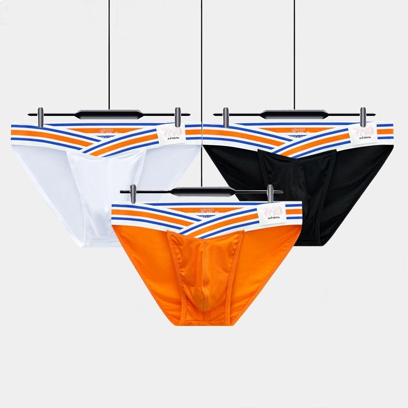 Solid Color High Fork Low Waist Briefs Full Package Hip Bulge