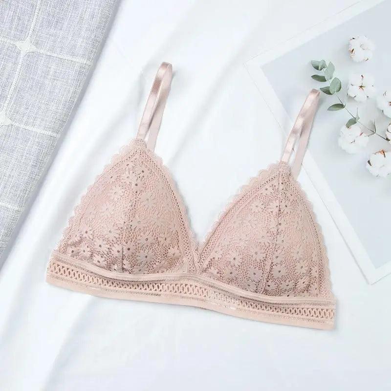 Charming Floral Lace Bra Top For Women Push Up Female Lingerie breathable Bralette Removable Pad Thin Fashion New Wireless Bras