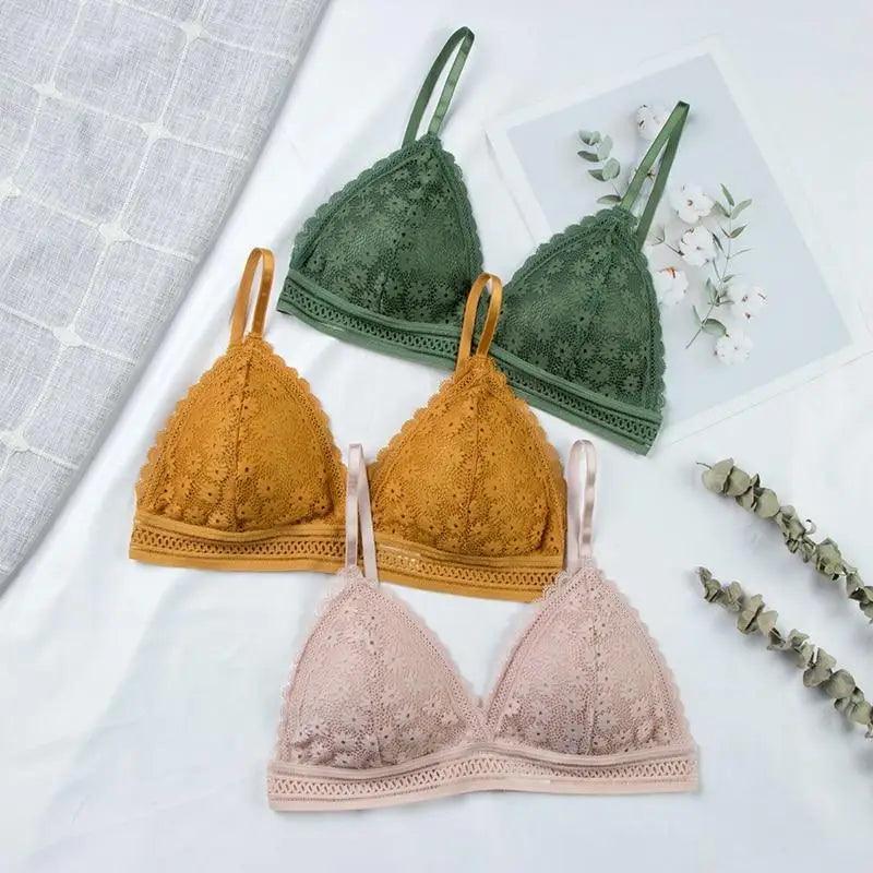 Charming Floral Lace Bra Top For Women Push Up Female Lingerie breathable Bralette Removable Pad Thin Fashion New Wireless Bras