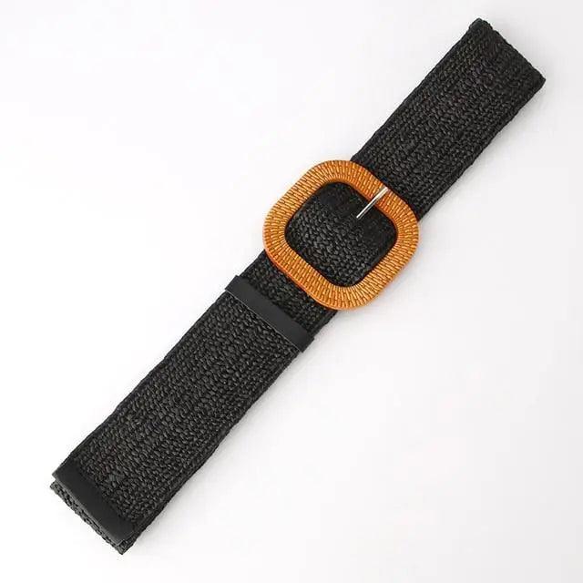 Charming Women Waist Belt Classic Round Wooden Buckle Casual Design Dress Women Buckle Waist Dress Band