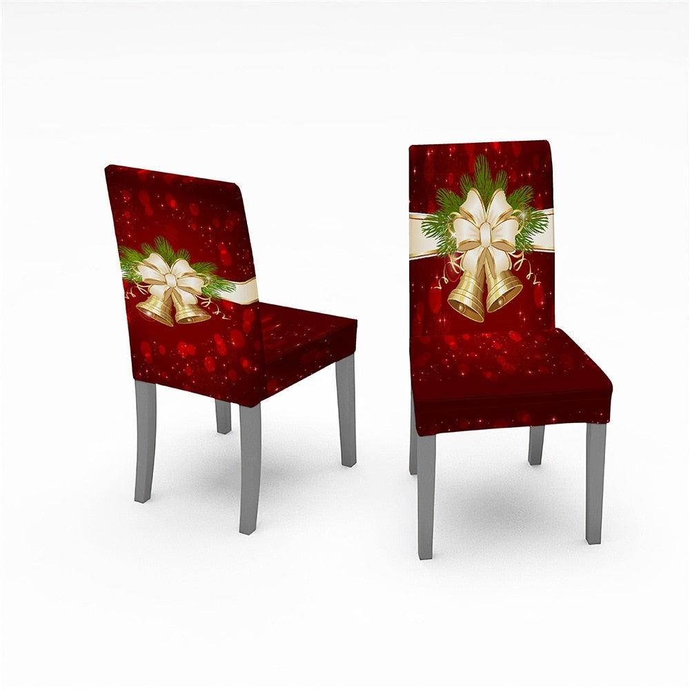 Christmas Chair Covers Santa Printed Elastic Stretch Dining Room Chair Slipcover Kitchen Seat Cover Spandex Home Decor chair Stretch Removable Washable Dining Room Chair Protector Slipcovers Christmas Decoration/Home Decor Dining Room Seat Cover