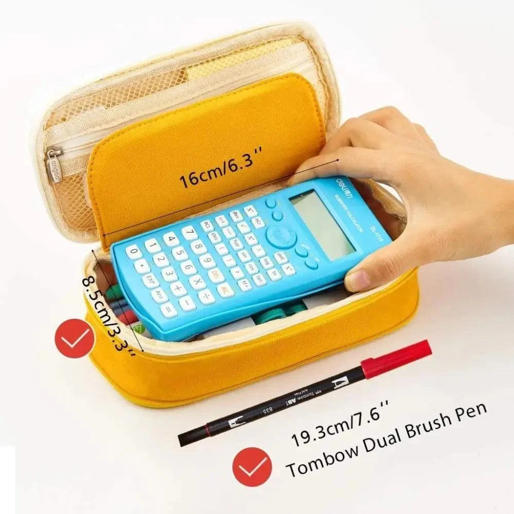 Colorful Pencil Organizer Pouch Pen Holder School Supplies Portable Travel Simple Storage Box Easy Grip Handle