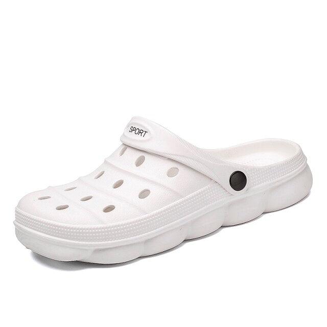 Cool Slippers Summer Hole Shoes Rubber Clogs Men Garden Shoes Gray Beach Flat Summer Beach Sandals Adjustable Slide Garden Shoes Lightweight Nonslip Clogs