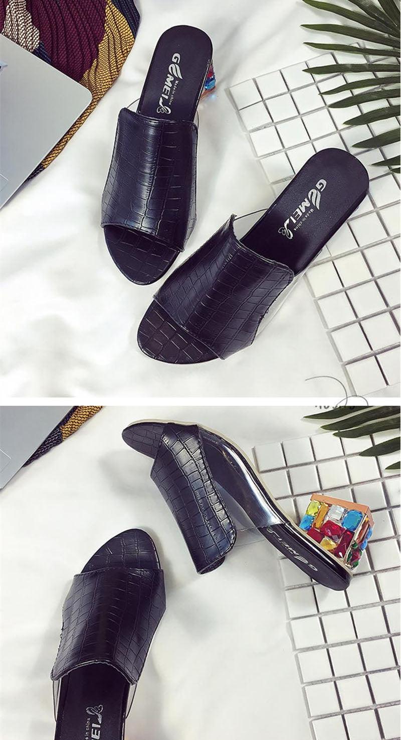 Crystal Sandals Open Toe Square Heels Spring Summer Shoes Sandals Women Footwear Low Block Heels Mules Open Toe Ankle Strap Sandals Square Toe Mixed Colors Beautiful Sandals