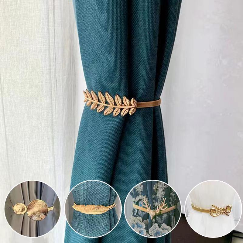 Curtain Tieback High Quality Elastic Holder Hook Buckle Clip Pretty And Fashion Polyester Decorative Home Accessories Leaves Curtain Holder Holdback For Window Drapery Convenient Office Home Decoration Buckle Holdbacks Curtain Straps