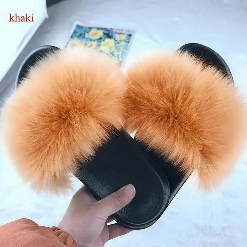 Cute Fluffy Ladies Indoor Warm Slippers Furry Luxury Flip Flops   Women's Fashion Flat Soft Flip Flops