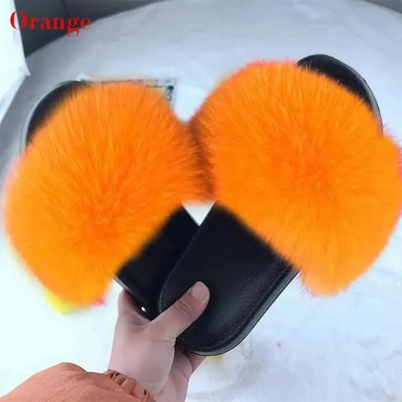 Cute Fluffy Ladies Indoor Warm Slippers Furry Luxury Flip Flops   Women's Fashion Flat Soft Flip Flops