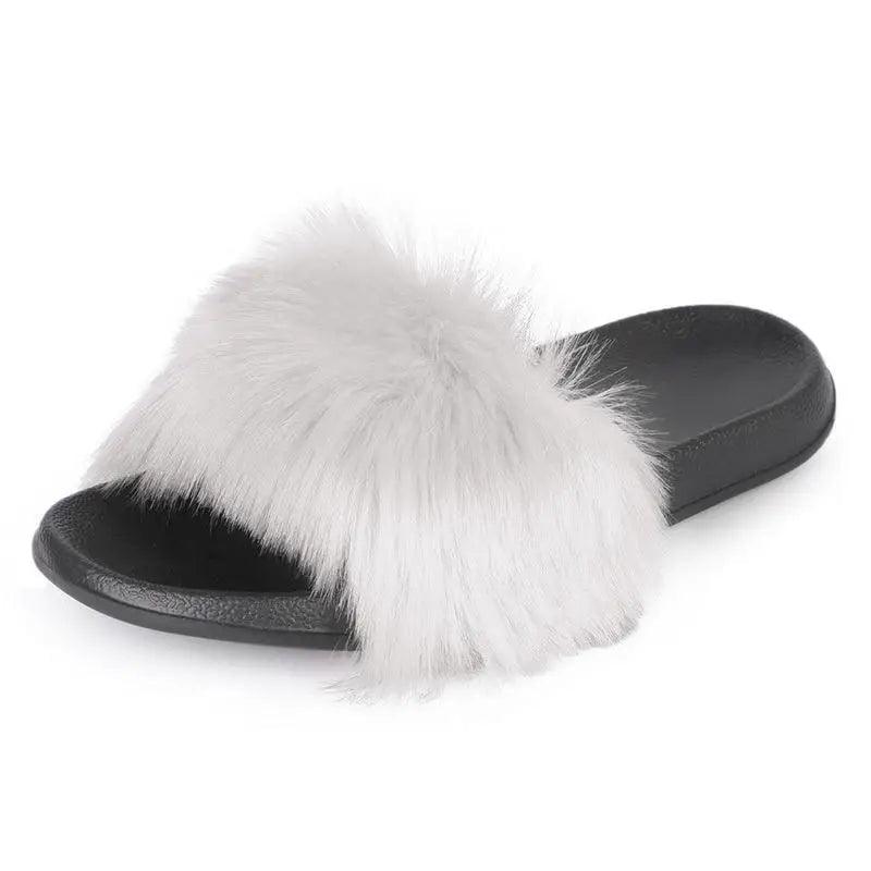 Cute Fluffy Ladies Indoor Warm Slippers Furry Luxury Flip Flops   Women's Fashion Flat Soft Flip Flops