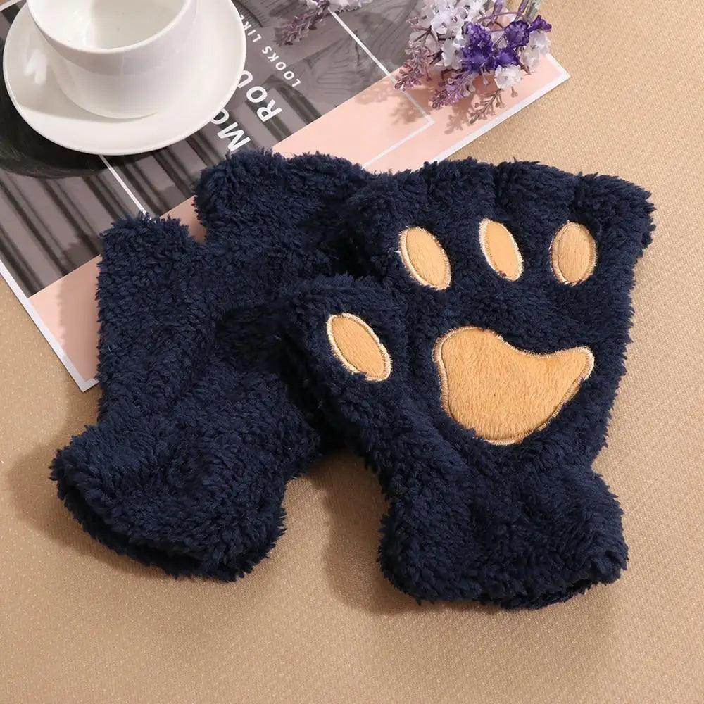 Cute Women Winter 1Pair Warm Fingerless Lovely Gloves Fluffy Colorful Comfortable Gloves For Autumn