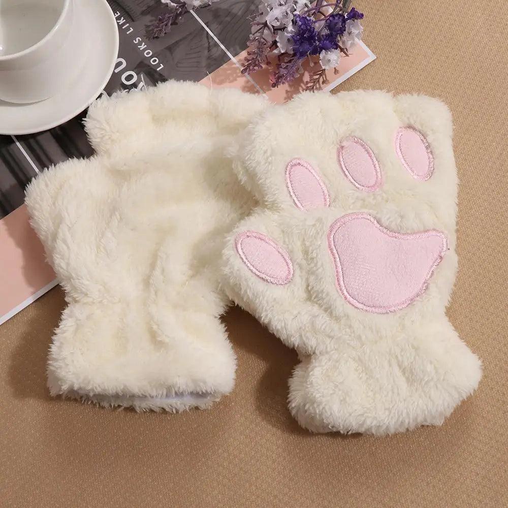 Cute Women Winter 1Pair Warm Fingerless Lovely Gloves Fluffy Colorful Comfortable Gloves For Autumn