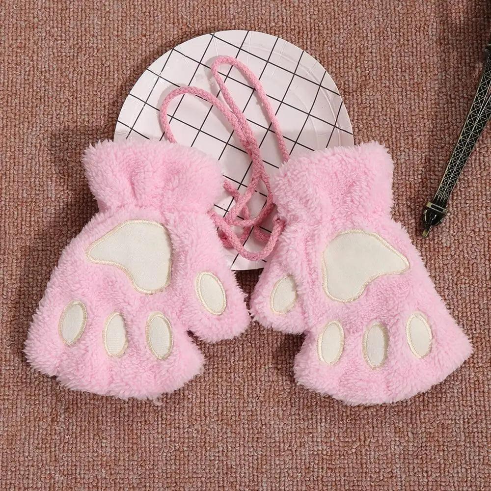Cute Women Winter 1Pair Warm Fingerless Lovely Gloves Fluffy Colorful Comfortable Gloves For Autumn