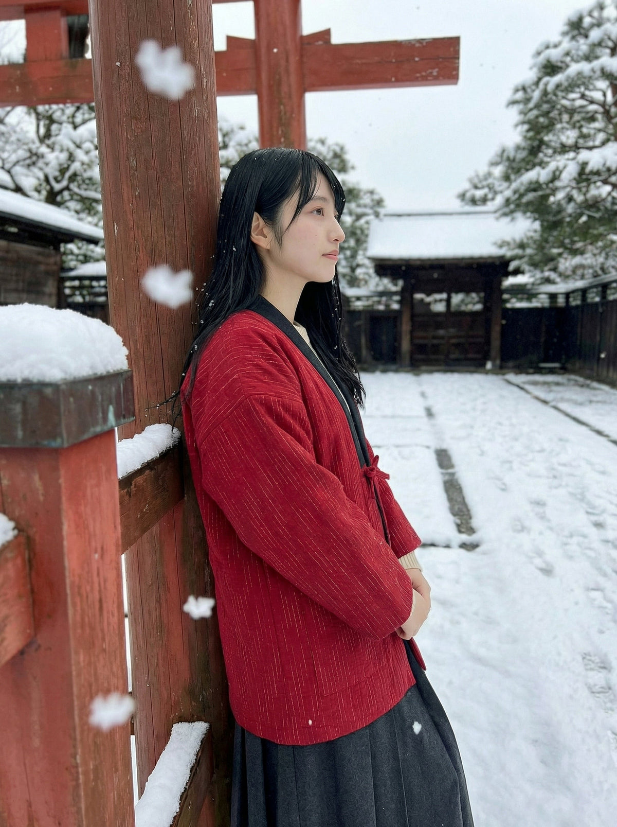 Women's Haori, Women's Warm Coat, Women's Japanese Style Padded Jacket, Japanese Style Indoor Wear, Lightweight & Warm Printed Coat, Japanese Traditional Clothing, Oversized Padded Jacket With Pockets